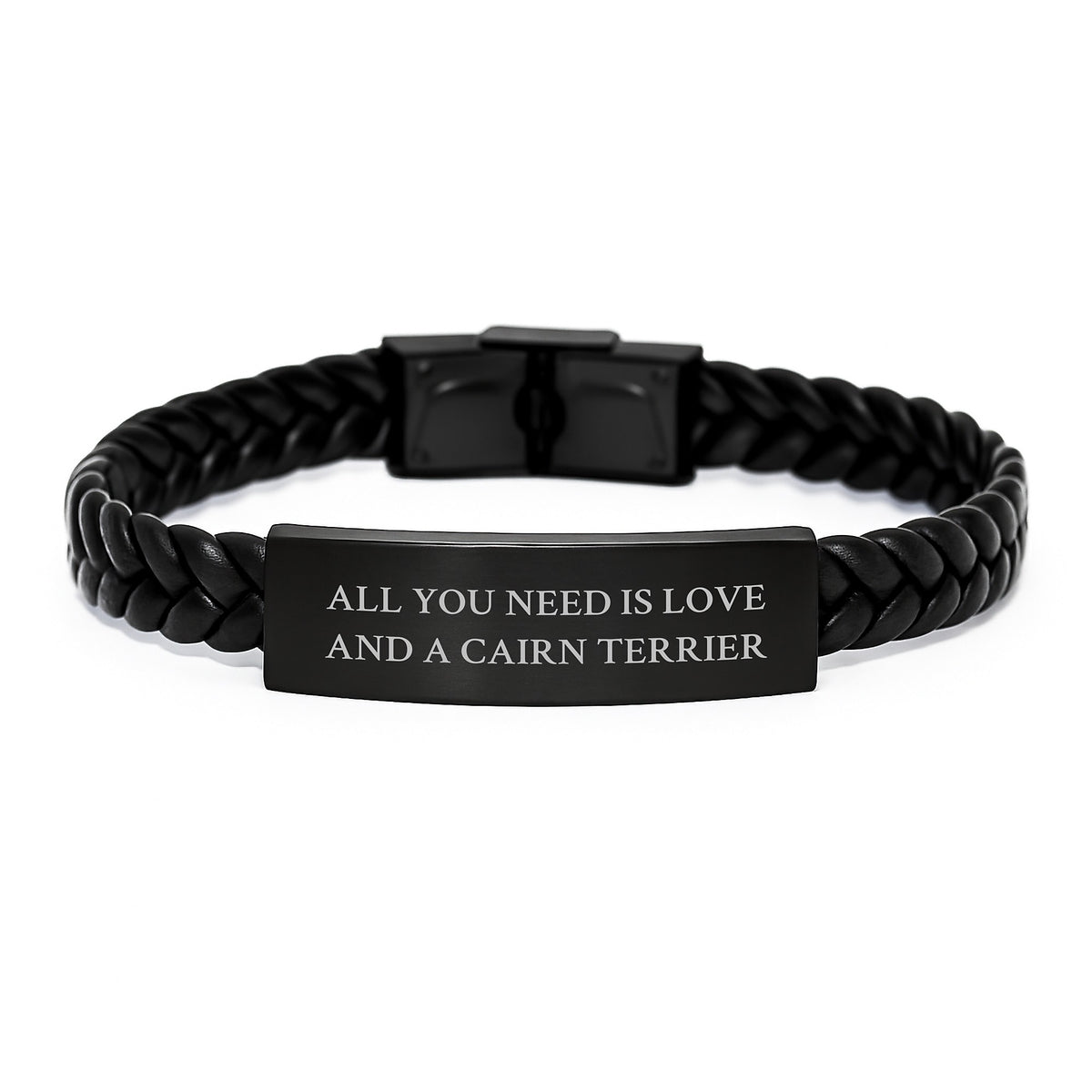 Cute Cairn Terrier Dog Gifts from Family, Inspirational Interlaced Leather Bracelet for Men, All You Need Is Love And A Cairn Terrier Christmas Unique - Image 1