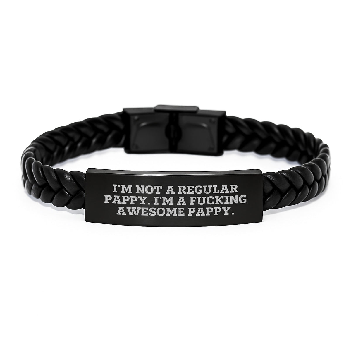 Funny Pappy Gifts for Men - Interlaced Leather Bracelet, 'I'm Not A Regular Pappy. I'm A F--king Awesome Pappy.', Pappy Graduation Unique Gifts from Family - Image 1