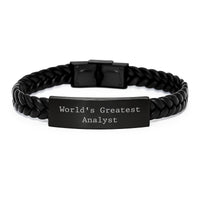 Load image into Gallery viewer, World&#39;s Greatest Analyst Men Interlaced Leather Bracelet Gifts from Friends and Family for Christmas - Image 1
