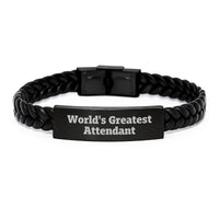 Load image into Gallery viewer, World&#39;s Greatest Attendant Interlaced Leather Bracelet Gifts from Men to Attendant Birthday Unique Gifts - Image 1
