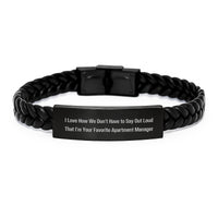 Load image into Gallery viewer, Funny Apartment Manager Gifts for Men, Women, Friends, Coworkers, Family - Interlaced Leather Bracelet, Stainless Steel and PU Leather, Graduation Unique Gifts from - Image 1