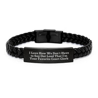 Load image into Gallery viewer, Funny Court Clerk Gifts for Men, Court Clerk Interlaced Leather Bracelet, Gifts from Friends, Favorite Court Clerk Graduation Unique Accessories - Image 1