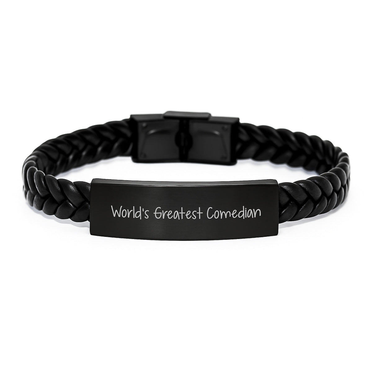 Comedian Gifts World's Greatest Funny Interlaced Leather Bracelet from Friends, Unique Birthday Unique Gifts for Men, Women, Family, Comedian Enthusiasts - Image 1
