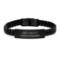 Load image into Gallery viewer, Funny Quote Computer Programmer Gifts Men Interlaced Leather Bracelet from Friends for Birthday - Image 1
