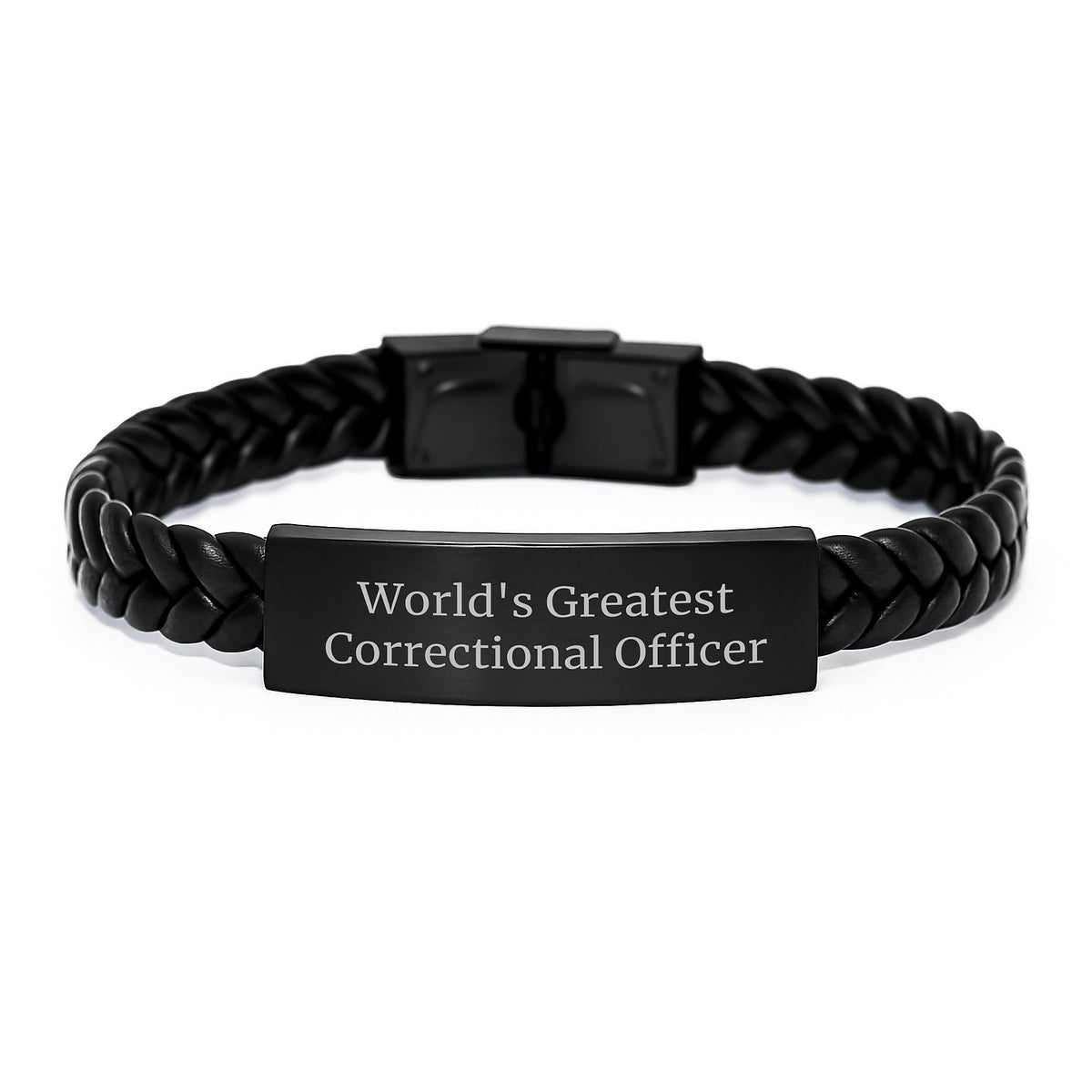 Funny Correctional Officer Gifts for Men, World's Greatest Correctional Officer Interlaced Leather Bracelet, Christmas Unique - Image 1