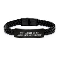 Load image into Gallery viewer, Ambulance Driver Power Birthday Unique Gift for Men, Funny Quote Interlaced Leather Bracelet, Stainless Steel and PU Leather, Gifts from Friends for Ambulance Driver - Image 1