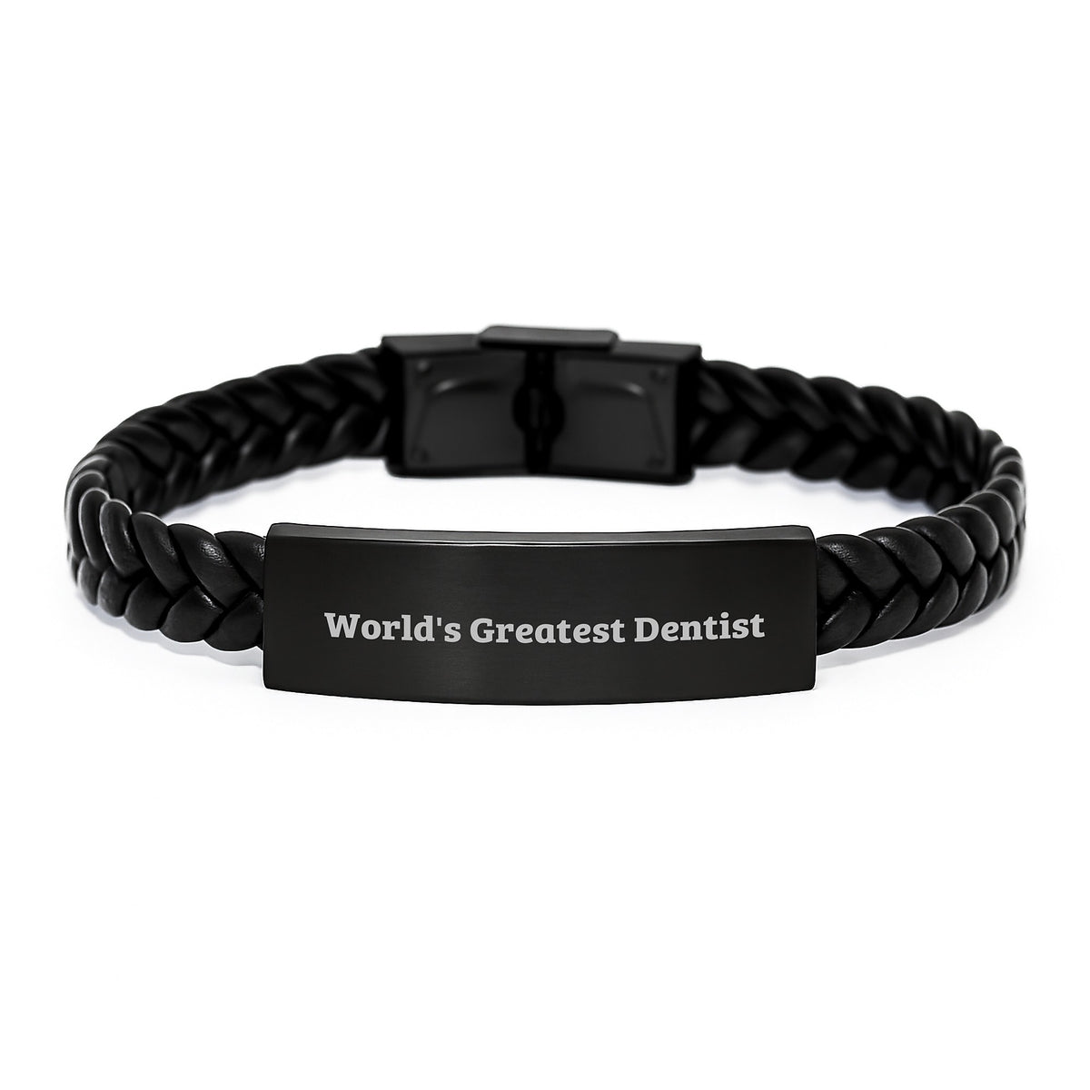 Funny Dentist Gifts from Friends - World's Greatest Dentist Interlaced Leather Bracelet for Birthday, Gifts for Dentist, Men, Women, Friends, Coworkers - Image 1