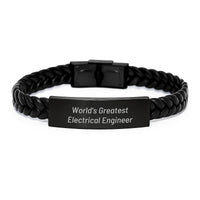 Load image into Gallery viewer, Electrical Engineer Gifts, Funny Quote Interlaced Leather Bracelet, Gifts from Friends and Family for Graduation, Inspirational World&#39;s Greatest Electrical Engineer Motivational Jewelry - Image 1
