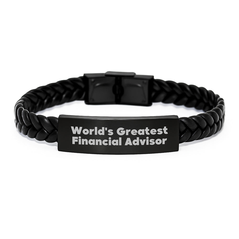 World's Greatest Financial Advisor Interlaced Leather Bracelet Gifts from Men to Financial Advisor on Birthday Unique Gifts - Image 1