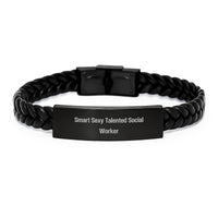 Load image into Gallery viewer, Funny Gifts for Social Worker - Smart Sexy Talented Interlaced Leather Bracelets for Men Women Coworkers Friends Family on Christmas Unique - Image 1