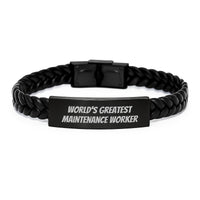 Load image into Gallery viewer, Funny Maintenance Worker Gifts, Interlaced Leather Bracelet for Men, Gifts from Friends to Maintenance Worker with Inspirational Quote, Christmas Unique Ideas - Image 1

