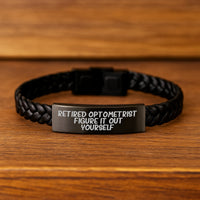 Load image into Gallery viewer, Optometrist Gifts from Friends - Funny Quote Interlaced Leather Bracelet for Men - Christmas Unique Gifts for Optometrist, Men, Women, Friends, Family - Leather Cuff Bracelet with Stainless Steel - Image 2