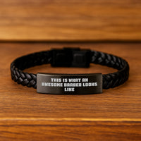Load image into Gallery viewer, Funny Barber Gifts from Friends for Men - Interlaced Leather Bracelet Birthday Unique - Image 2