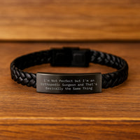 Load image into Gallery viewer, Orthopedic Surgeon Funny Quote Gifts from Men, Interlaced Leather Bracelet with Engraved Stainless Steel, Christmas Unique Gifts for Orthopedic Surgeon Friends - Image 2