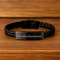 Load image into Gallery viewer, Funny Hairdresser Gifts from Friends to Friends Unique Interlaced Leather Bracelet Certified Hairdresser Christmas Unique Gifts - Image 2
