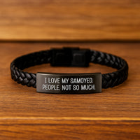 Load image into Gallery viewer, Samoyed Dog Lover Funny Quote Interlaced Leather Bracelet - Gifts for Men, Christmas Unique Presents from Friends, Family - Image 2