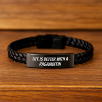 Load image into Gallery viewer, Ragamuffin Cat Lover's Funny Quote Interlaced Leather Bracelet Gifts for Him/Her - Birthday Unique Gifts from Friends - Life Is Better With A Ragamuffin - Image 2