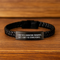 Load image into Gallery viewer, Radiation Therapist Gifts for Men and Women Funny Interlaced Leather Bracelet, Gifts from Coworkers, Friends, Family - Unique Birthday Presents - Image 2
