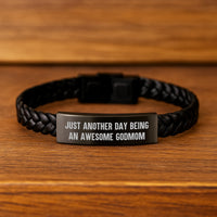 Load image into Gallery viewer, Funny Godmom Gifts from Family, Unique Interlaced Leather Bracelet with Inspirational Quote, Perfect for Godmom on Mother's Day - Image 2