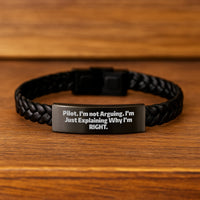 Load image into Gallery viewer, Funny Pilot Gifts for Him, Interlaced Leather Bracelet with Inspirational Quote, Christmas Unique Presents from Friends - Image 2
