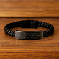 Load image into Gallery viewer, Funny PE Teacher Gifts, Interlaced Leather Bracelet for Men, Women, or Friends from Husband, Sweetheart, or Family - Valentine's Unique Gifts for PE Teacher - Image 2