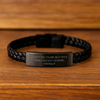 Load image into Gallery viewer, Funny General Manager Interlaced Leather Bracelet Gifts from Friends - Valentine's Unique Gifts for Men - I Can't Fix Stupid But I'm A Fairly Decent General Manager - Image 2