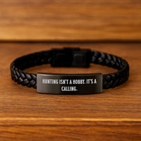 Load image into Gallery viewer, Hunting Isn't A Hobby. It's A Calling. - Gifts from Family for Hunting Enthusiasts, Mother's Day Unique Leather Bracelets, Interlaced Leather Hunting Accessories - Image 2