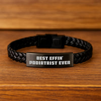 Load image into Gallery viewer, Funny Podiatrist Gifts, Best Effin' Interlaced Leather Bracelet for Podiatrist, Valentine's Unique Gifts from Men to Podiatrist - Image 2