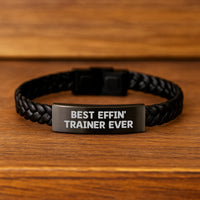 Load image into Gallery viewer, Funny Trainer Gifts from Family for Trainer, Interlaced Leather Bracelet Best Effin' Trainer Ever, Mother's Day Unique Gifts for Trainer - Image 2