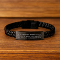 Load image into Gallery viewer, Funny Minister Gift Ideas, Minister Interlaced Leather Bracelet, Valentine's Unique Gifts from Men to Minister - Image 2