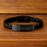 Load image into Gallery viewer, Funny Sheriff Deputy Gifts, Interlaced Leather Bracelet for Men, Sheriff Deputy Inspiration Quote: If At First You Don't Succeed, Try Doing What Your Sheriff Deputy Told You To Do The First Time. - Image 2