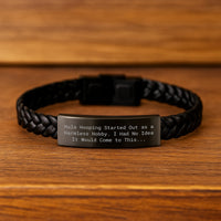 Load image into Gallery viewer, Hula Hooping Enthusiast Gifts for Men - Funny Leather Bracelet - Interlaced Style Stainless Steel and PU Leather Birthday Unique Gifts from Friends - Image 2