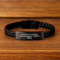 Load image into Gallery viewer, Housekeeper Gifts from Family Members - Funny Interlaced Leather Bracelet with Inspiring Quote - Unique Gifts for Housekeeper on Graduation - Image 2