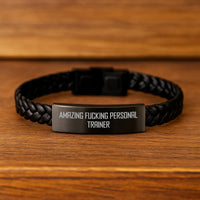 Load image into Gallery viewer, Personal Trainer Keepsake Interlaced Leather Bracelet Him Birthday Gift - Image 2