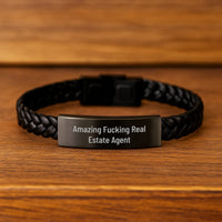 Load image into Gallery viewer, Real Estate Agent Interlaced Leather Bracelet Keepsake for Him Bday Gift - Image 2