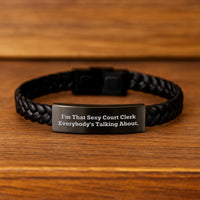 Load image into Gallery viewer, Court Clerk Keepsake Interlaced Leather Bracelet for Him Birthday Gift - Image 2