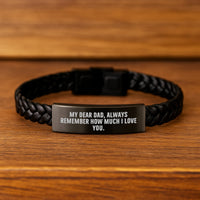 Load image into Gallery viewer, Unique Gifts for Dad, Interlaced Leather Bracelet with &#39;My Dear Dad, Always Remember How Much I Love You&#39; Quote, Christmas Unique Gifts from Family to Dad - Image 2
