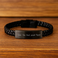 Load image into Gallery viewer, Funny Poppa Gifts for Men - Interlaced Leather Bracelet with Quote &#39;I Have The Best Great Poppa&#39; for Graduation, Gifts from Dad or Friends - Image 2
