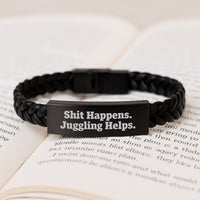 Load image into Gallery viewer, Funny Juggling Quotes Interlaced Leather Bracelet Gifts for Juggling Lovers, Men, and Women - Juggling Motivation Christmas Unique Gifts from Friends, Family - Image 3
