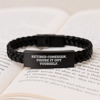 Load image into Gallery viewer, Comedian Gifts Interlaced Leather Bracelet Funny Quote for Comedian Friends or Family Birthday Unique Gifts from Men to Comedian or Women to Comedian - Image 3
