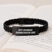 Load image into Gallery viewer, Funny Database Administrator Christmas Unique Gifts for Database Administrator Friends and Family Best Database Administrator Ever Interlaced Leather Bracelet Gifts from Men to Coworkers - Image 3