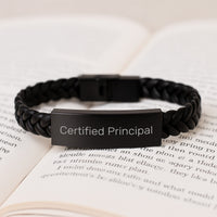 Load image into Gallery viewer, Funny Principal Quotes Interlaced Leather Bracelet Gifts for Men from Family, Unique Graduation Gifts for Principal - Image 3
