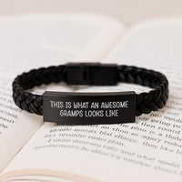 Load image into Gallery viewer, Gramps Gifts from Family, Unique Birthday Unique Gifts for Gramps, Interlaced Leather Bracelet with Funny Quote 'This Is What An Awesome Gramps Looks Like' - Image 3