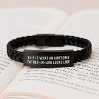 Load image into Gallery viewer, Funny Father-in-law Gifts, Interlaced Leather Bracelets for Men, This Is What An Awesome Father-in-law Looks Like Birthday Unique Gifts from Family - Image 3