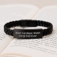 Load image into Gallery viewer, Best Cardigan Welsh Corgi Dad Ever Gifts from Men to Cardigan Welsh Corgi Dog Dad Birthday Unique Gifts Interlaced Leather Bracelets - Image 3
