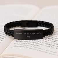 Load image into Gallery viewer, Auditor Keepsake Interlaced Leather Bracelet for Him Birthday Gift - Image 3