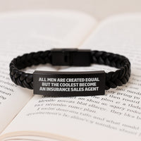 Load image into Gallery viewer, Insurance Sales Agent Gifts Funny Quote Interlaced Leather Bracelet, Gifts from Men, Gifts for Insurance Sales Agent Graduation Unique Gifts, Stainless Steel and PU Leather - Image 3
