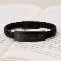 Load image into Gallery viewer, Unbiological Mom Gifts, Inspirational Quote Interlaced Leather Bracelet for Graduation, Gifts from Men to Unbiological Mom - My Dear Unbiological Mom - Image 3
