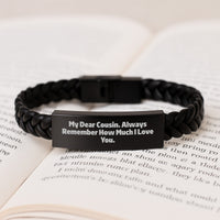 Load image into Gallery viewer, Funny Quotes for Cousin, Interlaced Leather Bracelet Christmas Unique Gifts for Men Women from Family - Image 3
