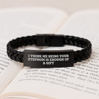 Load image into Gallery viewer, Funny Stepmom Gifts, Interlaced Leather Bracelet with Quote, &#39;I Think Me Being Your Stepmom Is Enough Of A Gift&#39; for Birthday from Family - Image 3
